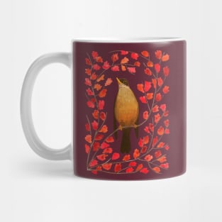 Painted bird on autumn tree Mug